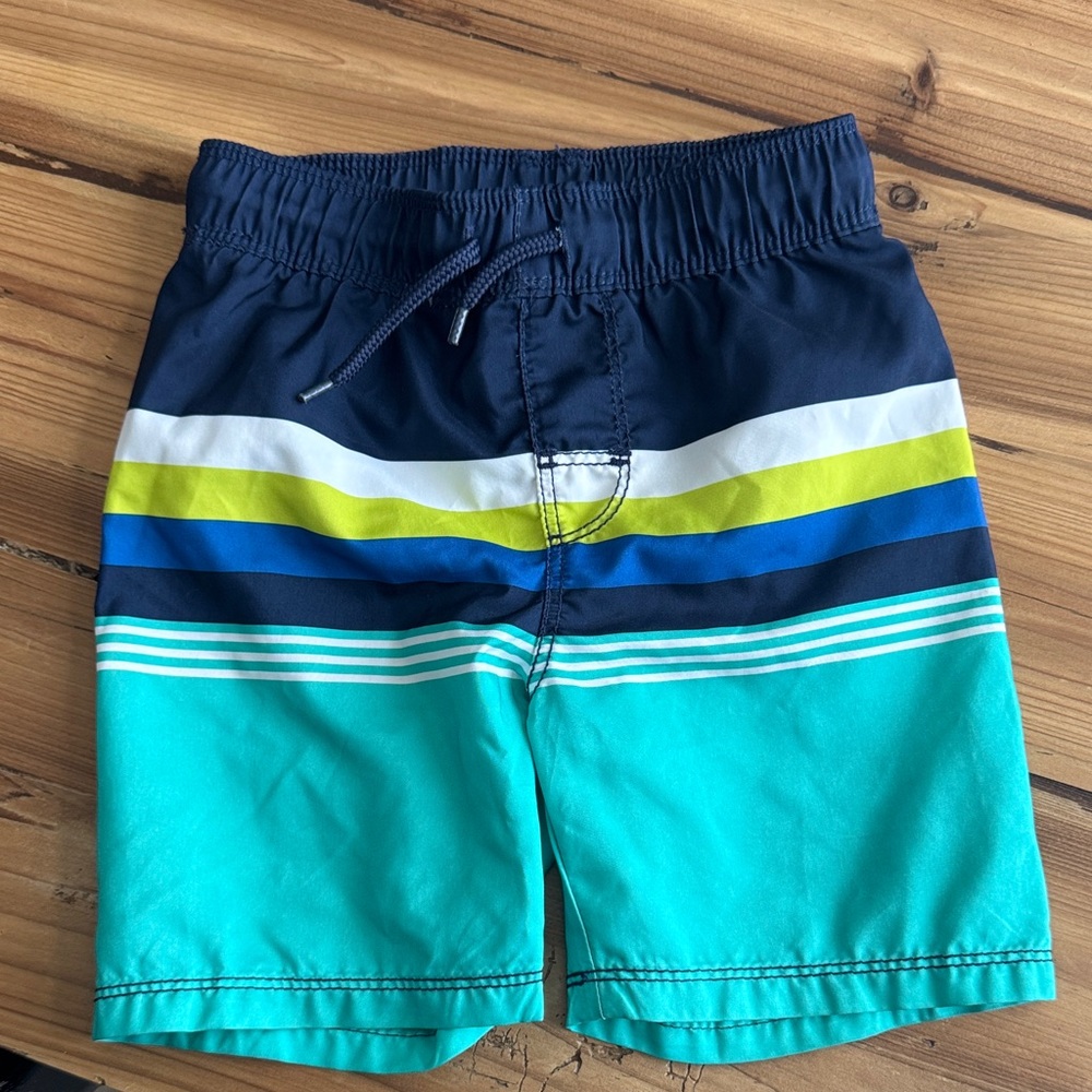 Old Navy Kids Striped Swim Shorts - Navy, Blue, Green